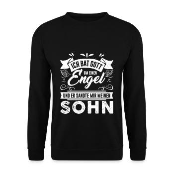 Ich bat Gott um einen Engel - Unisex Pullover - Schwarz - Vorne - Alina (178cm) & Michal (187cm)