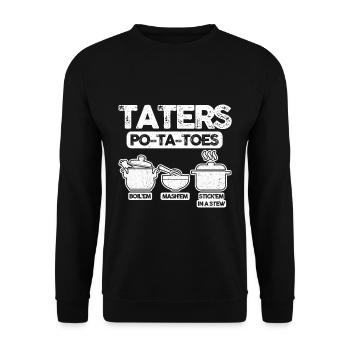 Taters Potatoes Potato - Unisex Pullover - Schwarz - Vorne - Alina (178cm) & Michal (187cm)