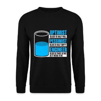 Ingénieur pessimiste optimiste - Sweat-shirt Unisexe - noir - Devant - Alina (178cm) & Michal (187cm)