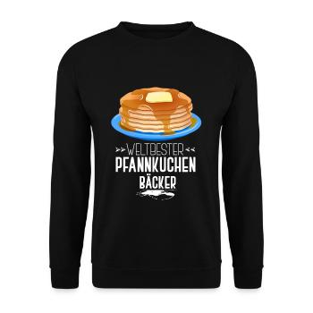 Pfannkuchen Bäcker - Unisex Pullover - Schwarz - Vorne - Alina (178cm) & Michal (187cm)