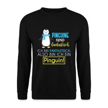 Pinguine Pinguine - Unisex Pullover - Schwarz - Vorne - Alina (178cm) & Michal (187cm)