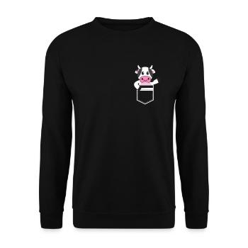 Pocket Cute Cow - Unisex Sweatshirt - black - Front - Alina (178cm) & Michal (187cm)