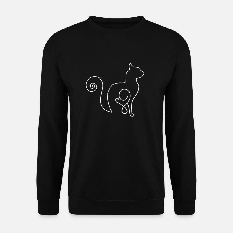 One Line Cat - Unisex Pullover - Schwarz
