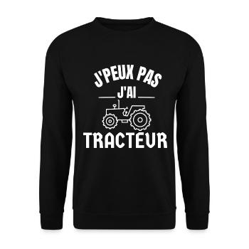 J'Peux Pas J'Ai Tracteur - Sweat-shirt Unisexe - noir - Devant - Alina (178cm) & Michal (187cm)