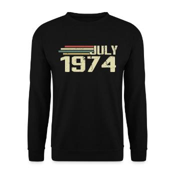 Anniversaire juillet 1974 Année 1974 juillet Né en 1974 - Sweat-shirt Unisexe - noir - Devant - Alina (178cm) & Michal (187cm)