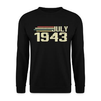 Geburtstag Juli 1943 Jahr 1943 Juli Jahrgang 1943 - Unisex Pullover - Schwarz - Vorne - Alina (178cm) & Michal (187cm)