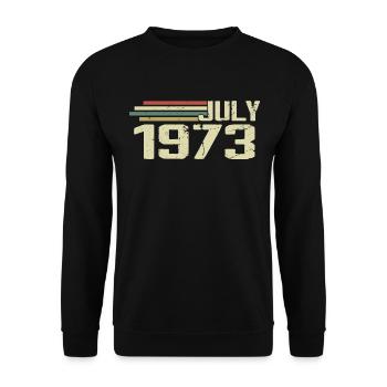 Geburtstag Juli 1973 Jahr 1973 Juli Jahrgang 1973 - Unisex Pullover - Schwarz - Vorne - Alina (178cm) & Michal (187cm)