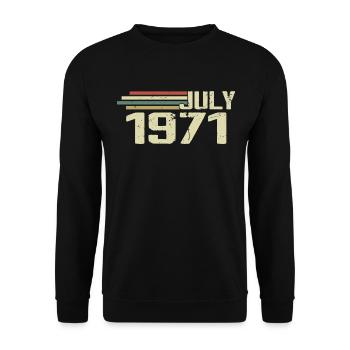 Geburtstag Juli 1971 Jahr 1971 Juli Jahrgang 1971 - Unisex Pullover - Schwarz - Vorne - Alina (178cm) & Michal (187cm)