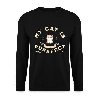 « My Cat is Purrfect » avec un chat mignon - Sweat-shirt Unisexe - noir - Devant - Alina (178cm) & Michal (187cm)