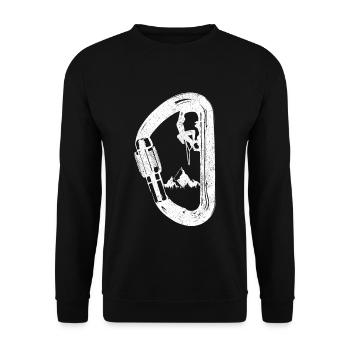 Klettern Karabiner Bouldern Felsklettern Geschenk - Unisex Pullover - Schwarz - Vorne - Alina (178cm) & Michal (187cm)