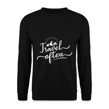 Traveling traveler holiday gift nature mountains - Unisex Sweatshirt - black - Front - Alina (178cm) & Michal (187cm)