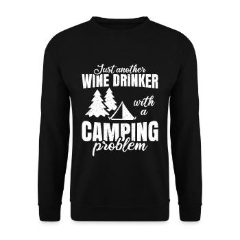 Camping Wine Camper Nature Camping Alcohol Gift - Unisex Sweatshirt - black - Front - Alina (178cm) & Michal (187cm)