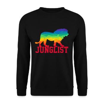 Junglist - Jungle Drum and Bass DnB Lion - Unisex Sweatshirt - black - Front - Alina (178cm) & Michal (187cm)