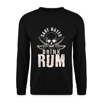 Save Water Drink Rum - Pirate Skull Funny - Unisex Sweatshirt - black - Front - Alina (178cm) & Michal (187cm)
