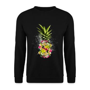 Ananas - Vintage Summer Floral Gift - Sweat-shirt Unisexe - noir - Devant - Alina (178cm) & Michal (187cm)