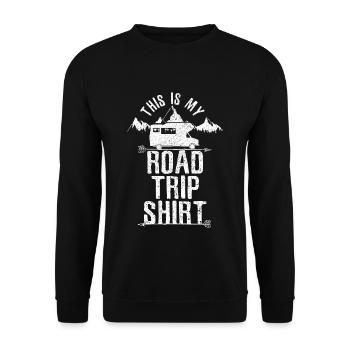 Road Trip Shirt - Cadeau camping campeur - Sweat-shirt Unisexe - noir - Devant - Alina (178cm) & Michal (187cm)