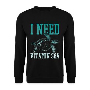 Vintamin Sea - Schildkröte Tauchen Geschenk - Unisex Pullover - Schwarz - Vorne - Alina (178cm) & Michal (187cm)