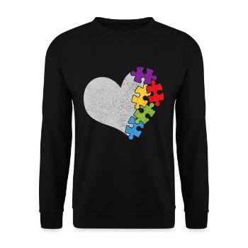Cadeau de puzzle coeur autisme - Sweat-shirt Unisexe - noir - Devant - Alina (178cm) & Michal (187cm)