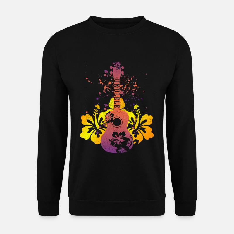 Ukulele - Hawaii Hibiskus Geschenk - Unisex Pullover - Schwarz