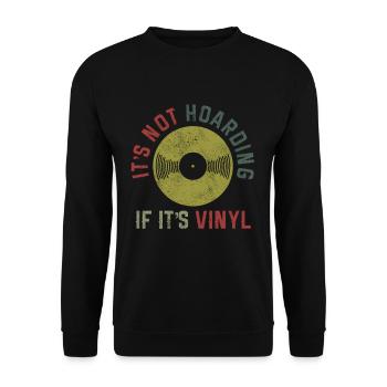 Vinyl - Vintage Retro Schallplatte DJ Geschenk - Unisex Pullover - Schwarz - Vorne - Alina (178cm) & Michal (187cm)