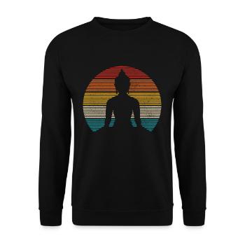 Buddha Vintage Zen Buddhist Yoga Meditation - Unisex Sweatshirt - black - Front - Alina (178cm) & Michal (187cm)