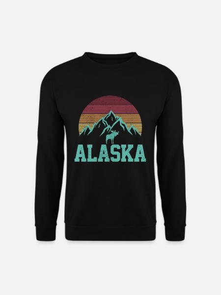 Alaska Vintage Elch Souvenir - Unisex Pullover - Schwarz