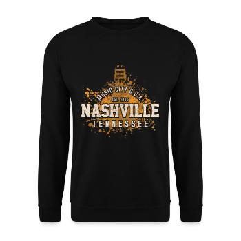 Nashville Music City - Country Music USA America - Unisex Sweatshirt - black - Front - Alina (178cm) & Michal (187cm)