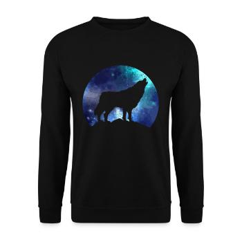 Wolf - Unisex Pullover - Schwarz - Vorne - Alina (178cm) & Michal (187cm)