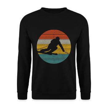 Ski - Descente de slalom vintage Ski ski d’hiver - Sweat-shirt Unisexe - noir - Devant - Alina (178cm) & Michal (187cm)