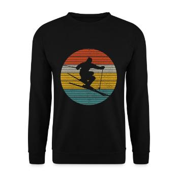 Ski Vintage Freestyle Freeski Geschenk - Unisex Pullover - Schwarz - Vorne - Alina (178cm) & Michal (187cm)