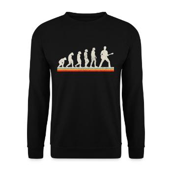 Gitarrist Evolution Vintage Retro Gitarre Geschenk - Unisex Pullover - Schwarz - Vorne - Alina (178cm) & Michal (187cm)
