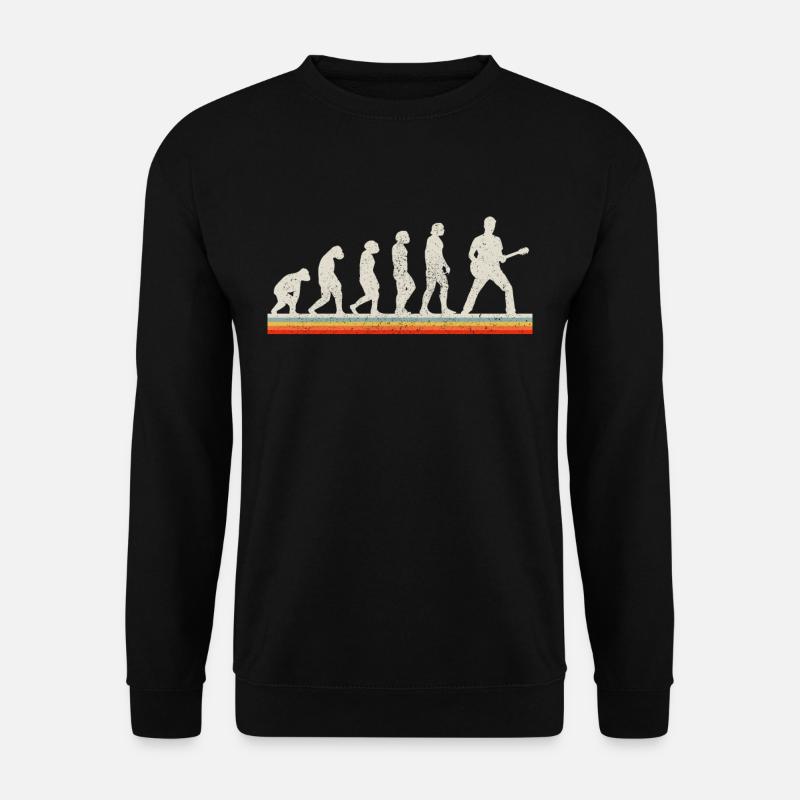 Gitarrist Evolution Vintage Retro Gitarre Geschenk - Unisex Pullover - Schwarz