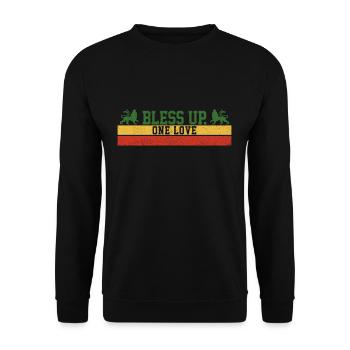 One Love - Jamaica Reggae Musik Rastafari - Unisex Pullover - Schwarz - Vorne - Alina (178cm) & Michal (187cm)