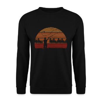 Fly fishing vintage fishing angler gift - Unisex Sweatshirt - black - Front - Alina (178cm) & Michal (187cm)