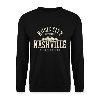 Nashville Music City Tennessee - Country Musik - Unisex Pullover - Schwarz - Vorne - Alina (178cm) & Michal (187cm)