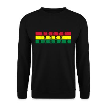 Roots Reggae Rock - Rastafarian Rasta Gift - Unisex Sweatshirt - black - Front - Alina (178cm) & Michal (187cm)