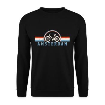 Amsterdam Vintage Fahrrad Hollandrad Souvenir - Unisex Pullover - Schwarz - Vorne - Alina (178cm) & Michal (187cm)