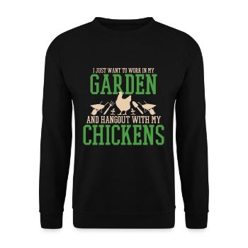 Chickens & Garden - Gardener self-catering gift - Unisex Sweatshirt - black - Front - Alina (178cm) & Michal (187cm)