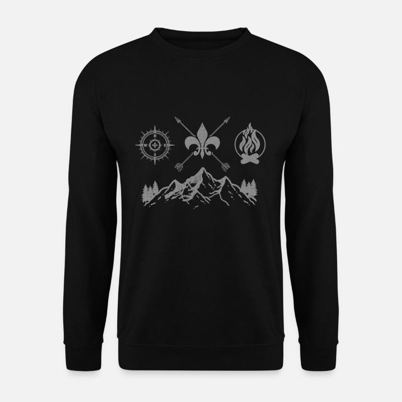 Pfadfinder - Berge Kompass Lagerfeuer Camping - Unisex Pullover - Schwarz