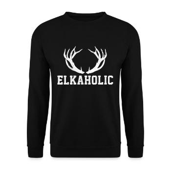 Elkaholic moose deer hunting hunter Funny gift - Unisex Sweatshirt - black - Front - Alina (178cm) & Michal (187cm)