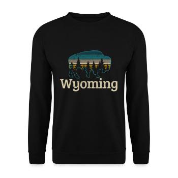 Wyoming Bison - Unisex Pullover - Schwarz - Vorne - Alina (178cm) & Michal (187cm)