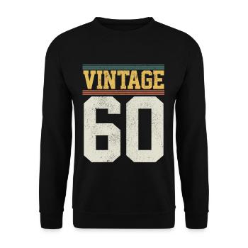 60. Geburtstag Vintage 1960 Trikotnummer 60 - Unisex Pullover - Schwarz - Vorne - Alina (178cm) & Michal (187cm)