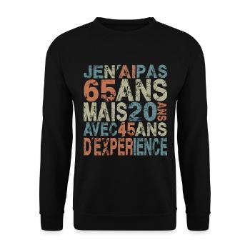 Je n ai pas 65 ans, anniversaire 65 ans - Sweat-shirt Unisexe - noir - Devant - Alina (178cm) & Michal (187cm)