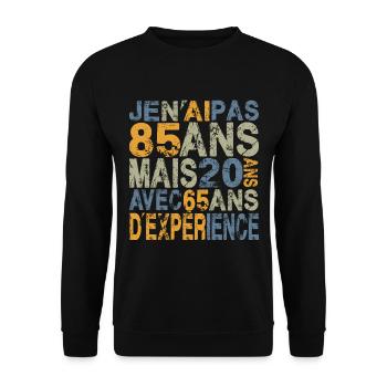 je n'ai pas 85 ans, anniversaire 85 ans - Sweat-shirt Unisexe - noir - Devant - Alina (178cm) & Michal (187cm)
