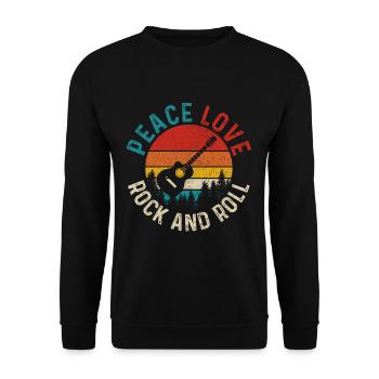 Peace Love & Rock and Roll Gitarre Vintage - Unisex Pullover - Schwarz - Vorne - Alina (178cm) & Michal (187cm)