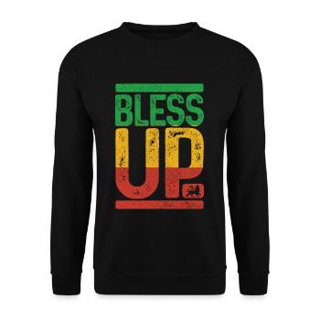 Bless Up Rastafari Rasta Reggae Musik Geschenk - Unisex Pullover - Schwarz - Vorne - Alina (178cm) & Michal (187cm)