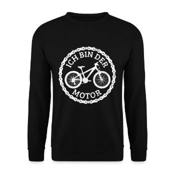 Ich Bin Der Motor Mountainbike Fahrrad Geschenk - Unisex Pullover - Schwarz - Vorne - Alina (178cm) & Michal (187cm)