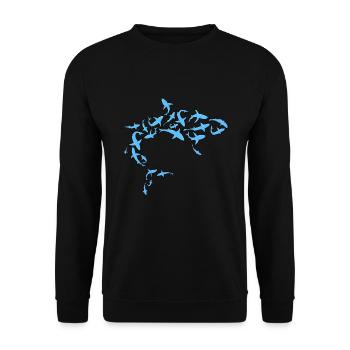 Big shark from many small sharks gift - Unisex Sweatshirt - black - Front - Alina (178cm) & Michal (187cm)