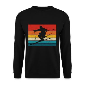 Ski vintage skieur cadeau - Sweat-shirt Unisexe - noir - Devant - Alina (178cm) & Michal (187cm)