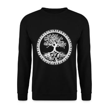 Tree Of Life Baum Des Lebens Om Symbol Yoga Buddha - Unisex Pullover - Schwarz - Vorne - Alina (178cm) & Michal (187cm)